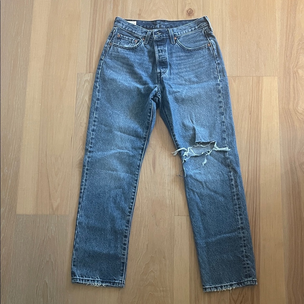 Levi's Distressed Blue Straight Jeans